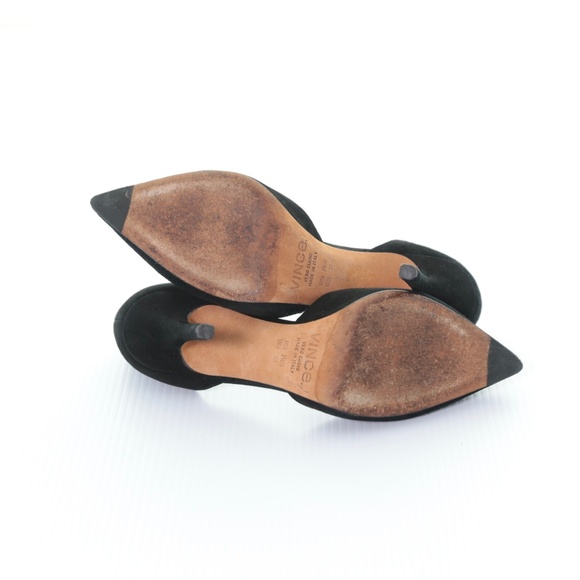 Vince Black Suede D’Orsay Pointy Toe Stiletto Pumps Shoes Womens 7.5M/38EU Italy - Picture 7 of 9